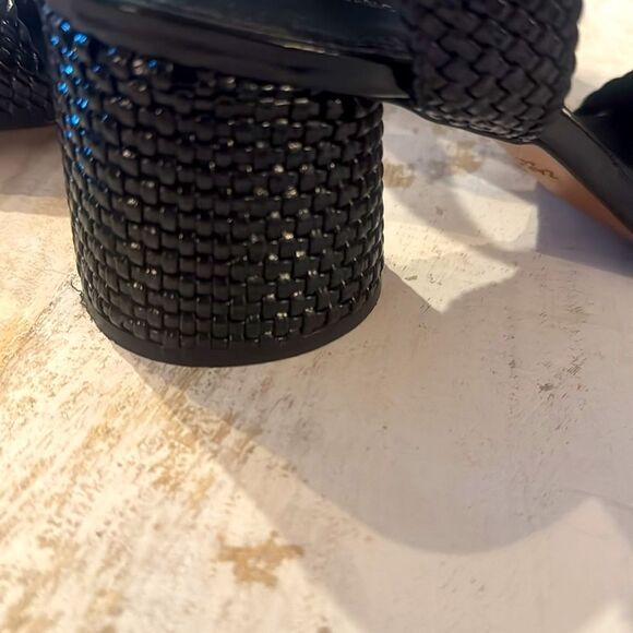 LIKE NEW Zara Black Wide Round Block Heeled Woven Sandals from 2019-Size 7.5/38 - Picture 12 of 15